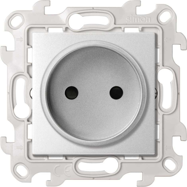 Simon 24 Алюминий Розетка без заземления со шторками 2Р 16A 250В~ 2450441-033