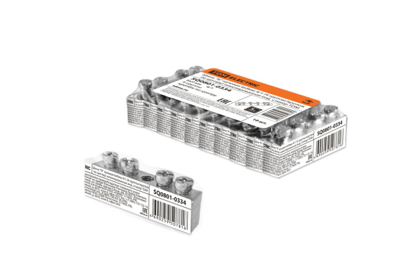 TDM Шина "N" нулевая 6х9мм 4/1 (4 группы/крепеж по центру) никелированная инд. стикер SQ0801-0334