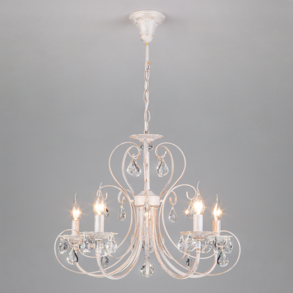 Eurosvet Люстра с хрусталем 3305/5 белый с золотом / прозрачный хрусталь 00000063411