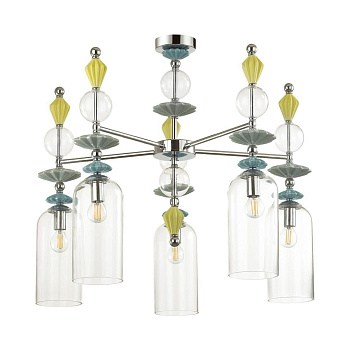 Odeon Light 4893/5C CLASSIC ODL_EX22 33 хром/раноцветн./керамика/стекло Люстра потолочная E14 5*40W 4893/5C BIZET