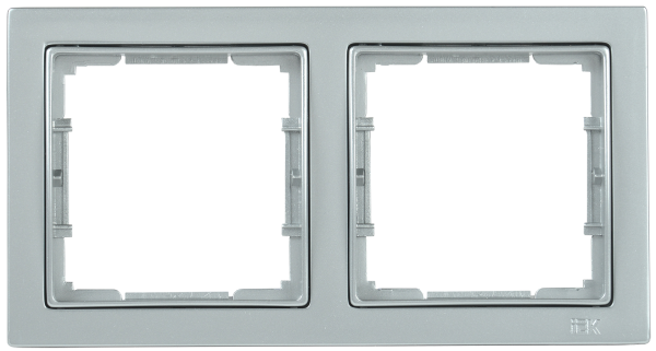 Купить IEK РУ-2-БС Рамка двухместная квадратная BOLERO Q1 серебряный EMB22-K23-Q1