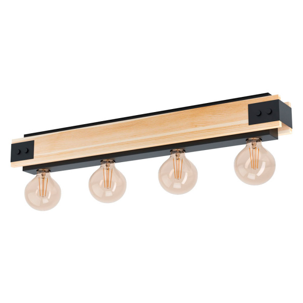 Eglo 43466 Потолочный светильник LAYHAM, 4х60W (E27), L760, B85, H100, дерево, сталь, черный