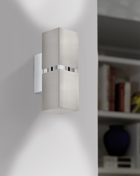 Eglo 96264 Светодиодное бра PASSA, 2х3,3W(GU10), L55, H170, сталь, никель матовый, хром Купить Eglo 96264 Светодиодное бра PASSA, 2х3,3W(GU10), L55, H170, сталь, никель матовый, хром