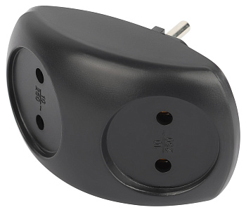 ЭРА Разветвитель электрический ЭРА SPx-2-B на 2 розетки без заземления 10А черный