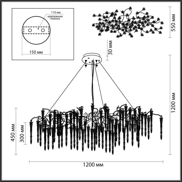 Купить Odeon Light 5004/12 HALL ODL23 484 серебристый/прозрачный металл/хрусталь Люстра G9 12*40W BANCHE