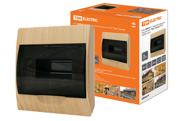 TDM Бокс ЩРН-П-8 модулей навесной пластик IP41 "Эко" (сосна) SQ0901-0014
