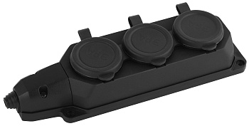 ЭРА K-3e-B-IP44 Черная Колодка каучуковая с/з 3гн 16A