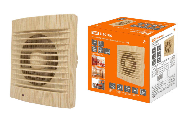 TDM Вентилятор бытовой настенный, 120 С "ЭКО" (сосна) SQ1807-0103