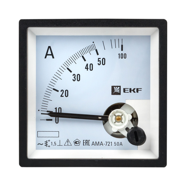 Купить EKF PROxima Амперметр AMA-721 аналоговый на панель (72х72) квадратный вырез 50А прямое подкл.