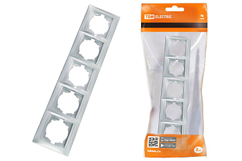 TDM Рамка 5-ти постовая горизонтальная серебр. металлик "Лама" SQ1815-0237