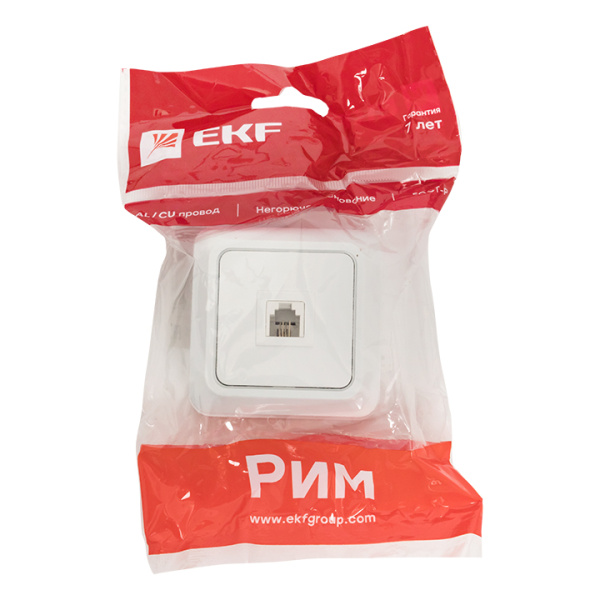 Купить EKF PROxima Розетка Phone 1-мест. бел. Рим