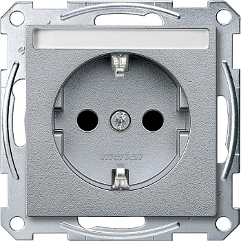 SE Merten SM Алюминий Розетка Schuko с полем для надписи, с защитными шторками, безвинт. зажим MTN2302-0460