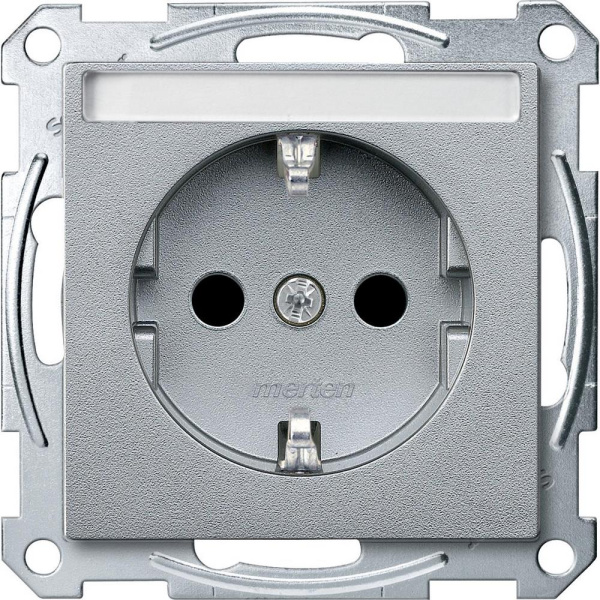 SE Merten SM Алюминий Розетка Schuko с полем для надписи, с защитными шторками, безвинт. зажим MTN2302-0460