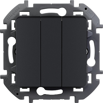 Legrand INSPIRIA Антрацит Выключатель трехклавишный 10 AX - 250 В 673643