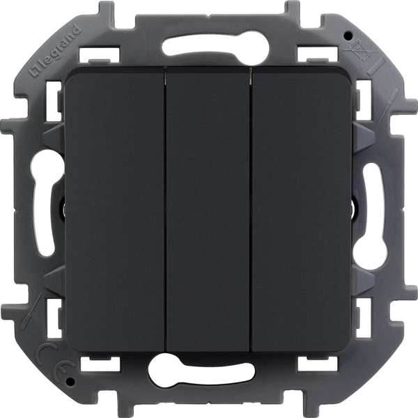 Legrand INSPIRIA Антрацит Выключатель трехклавишный 10 AX - 250 В 673643