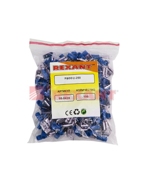 Купить Клемма плоская изолированная гнездо - 7.4мм+штекер - 6.3мм 1.5-2.5мм² (РПи-О 2.5-(6.3) / РПИо 2.5-7.5) Rexant 08-0424