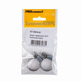 PROconnect Хомут-стяжка кабельная стальная червячная 16-27 мм, упаковка 2 шт. 07-0616-8