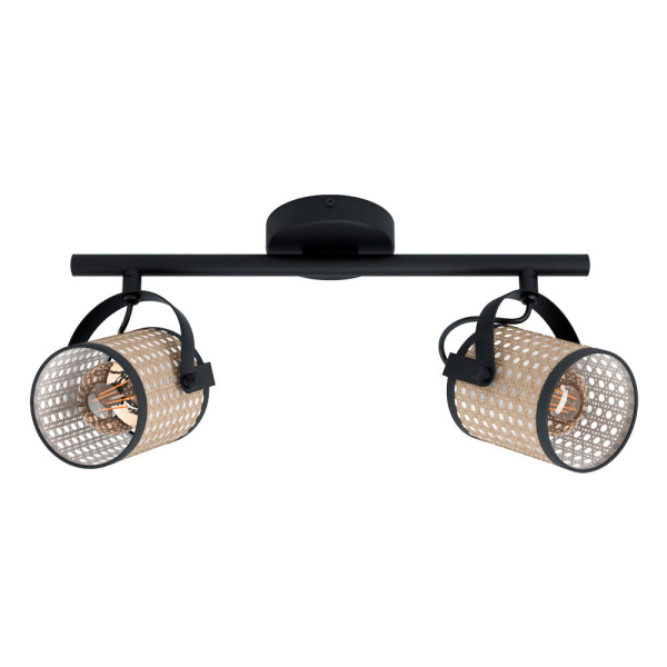 Eglo 43494 Cпот RUSCOMB регул., 2х10W (E27), L440, H175, А285, сталь, черный/бумага, пластик, натуральный