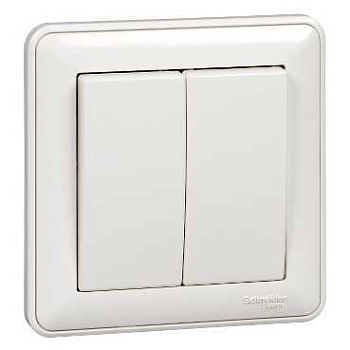 Systeme Electric Wessen 59 Бел Выключатель 2-клавишный , 10АХ, (в сборе)