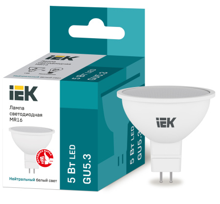 IEK Лампа светодиодная ECO MR16 софит 5Вт 230В 4000К GU5.3 LLE-MR16-5-230-40-GU5