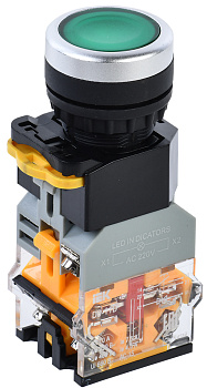 IEK Кнопка D8-11D d=22мм 1з+1р с подсветкой зеленая