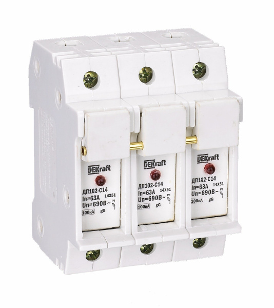 Купить Dekraft Держатель предохр. типа C14 со светодиодной индикаторной лампой ДП102-С14-3P