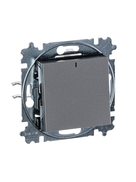 Купить ABB EPJ Levit сталь / дымчатый чёрный Переключатель 1-кл, с ориент, подсветкой 2CHH590646A6069