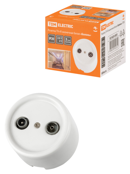 TDM Розетка TV+R оконечная белая «Болонь» SQ1820-0055