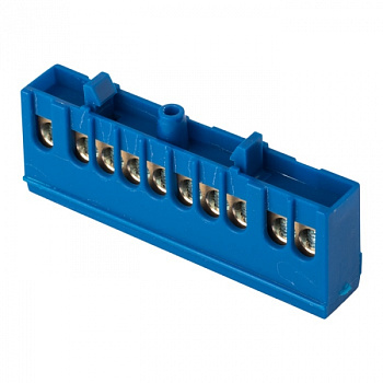EKF PROxima Шина "0" N (6х9мм) 10 отверстий латунь синий изолированный корпус на DIN-рейку