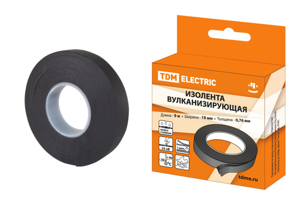 TDM Изолента вулканизирующая 19 мм 9 метров (до 25 кВ) SQ0526-0602