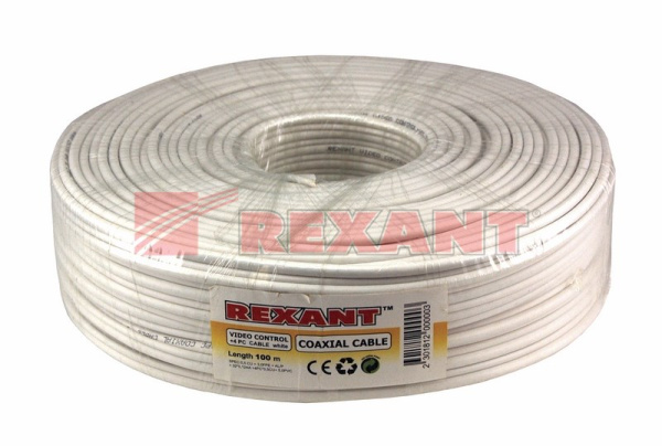 Купить Кабель для видеонаблюдения ККСВ-В + 4х0.5мм., 100м., белый Rexant 01-4021