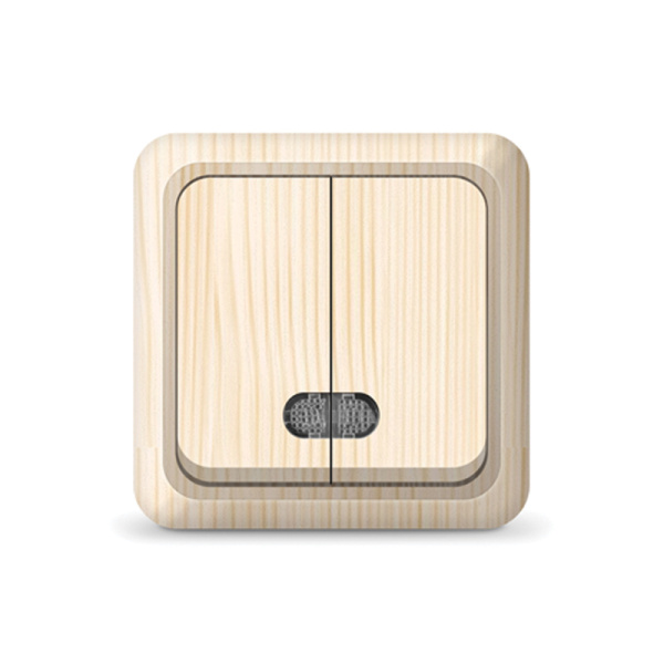 UNIVersal "Олимп" Выключатель Сосна 2 кл. с подсветкой 5560841