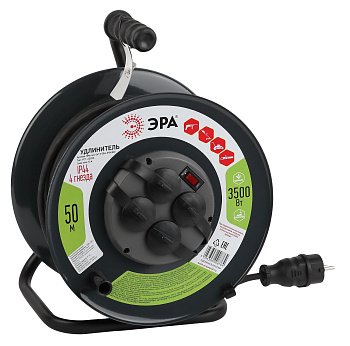 ЭРА RMx-4es-3x1.5-50m-IP44(KG) Удлинитель силовой на металлической катушке c/з 4 гн 50м КГ 3х1.5