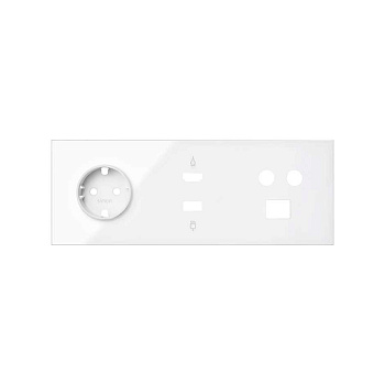 Simon 100 Белый глянец Кит 3 поста, фронт. Накладка на 1 розетку Schuko + 1 розетку TV + 1 розетку RJ45 + 1 розетку HDMI + 1 розетку USB 10020304-130