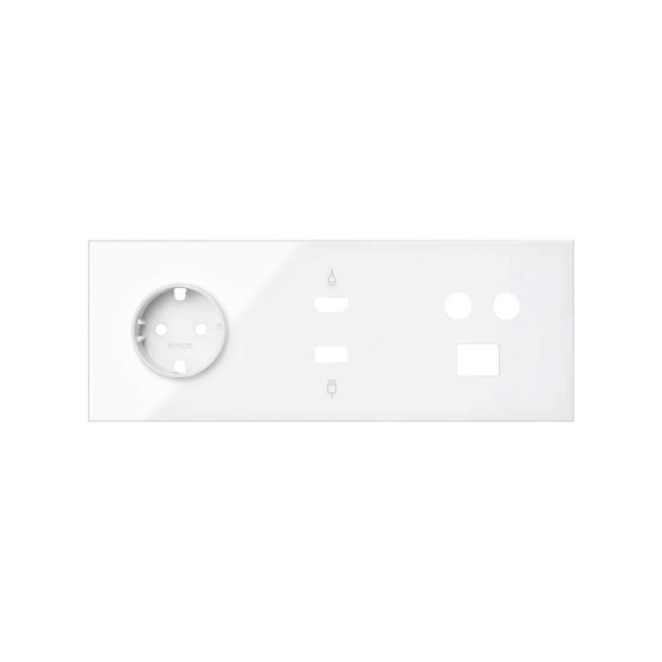 Simon 100 Белый глянец Кит 3 поста, фронт. Накладка на 1 розетку Schuko + 1 розетку TV + 1 розетку RJ45 + 1 розетку HDMI + 1 розетку USB 10020304-130