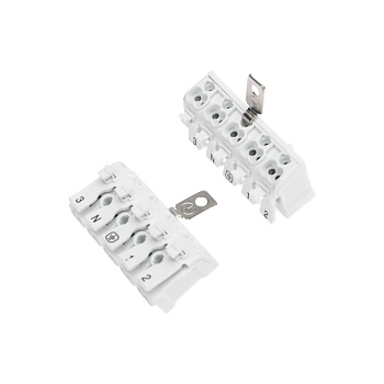 Клемма пружинная соединительная КСП 5-полюсная с заземлением и с монтажными ножками (50 шт./уп.) Rexant 07-6217-2