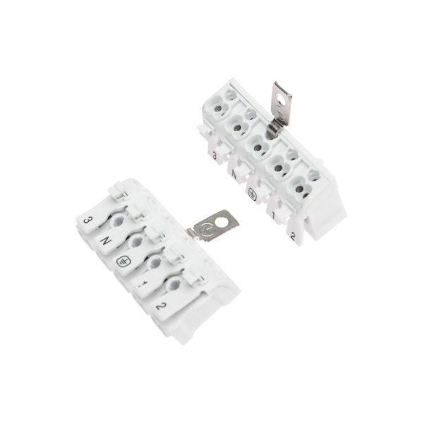 Клемма пружинная соединительная КСП 5-полюсная с заземлением и с монтажными ножками (50 шт./уп.) Rexant 07-6217-2