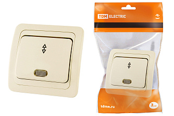 TDM Переключатель на 2 направления с подсветкой 10А сл. кость "Валдай" SQ1804-0105