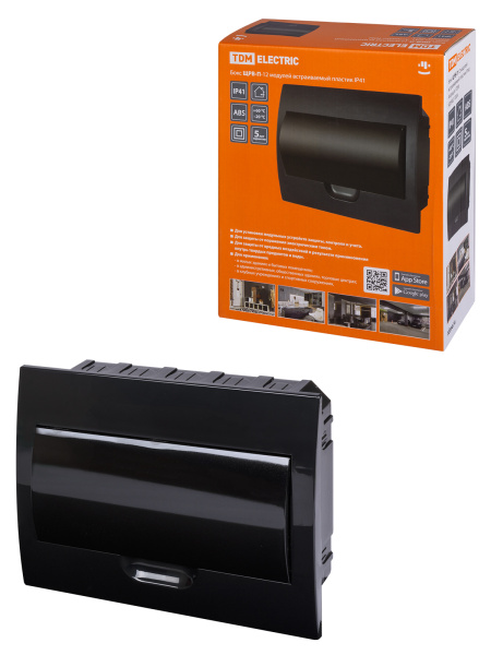 TDM Бокс ЩРВ-П-12 модулей встраиваемый пластик IP41, Антрацит SQ0902-1004