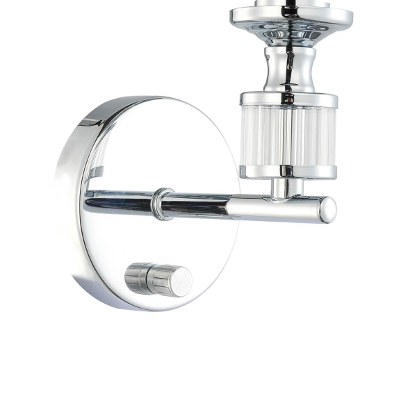 Купить Favourite 2674-1W настенный светильник Каркас цвета хром, плафон из серой ткани, декоративные элементы из прозрачного стекла, управление с помощью дим