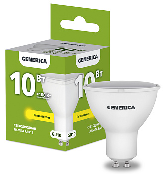 IEK GENERICA Лампа LED PAR16 софит 10Вт 230В 3000К GU10 LL-PAR16-10-230-30-GU10-G