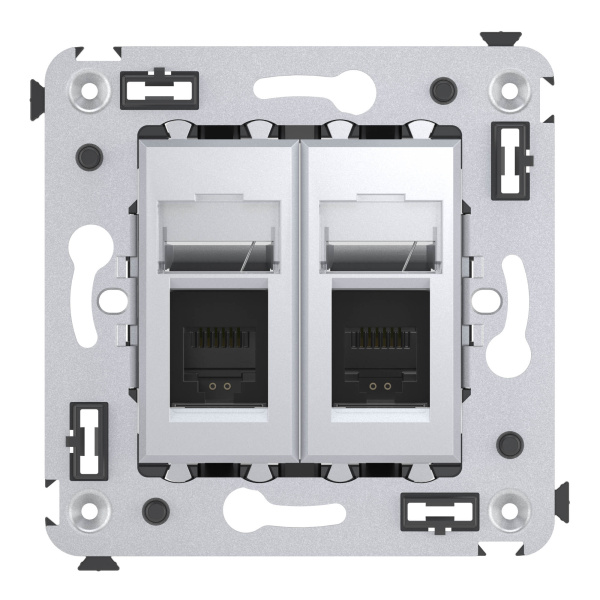 Купить DKC Телефонная розетка RJ-12 в стену двойная, "Avanti", "Закаленная сталь"