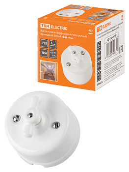 TDM Выключатель фарфоровый поворотный проходной с ручкой (бантик) 10А белый «Болонь» SQ1820-0011