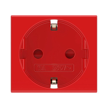 DKC Розетка силовая 2Р+Е, со шторками, «Viva», 2 мод., красная