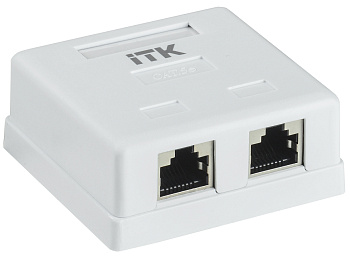 IEK ITK Настенная информационная розетка RJ45 категория 5E FTP 2-порт CS2-1C5EF-22