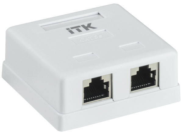 IEK ITK Настенная информационная розетка RJ45 категория 5E FTP 2-порт CS2-1C5EF-22