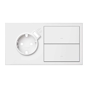 Simon 100 Белый матовый Кит 2 поста, фронт. Накладка на 1 розетку Schuko с з/у USB SC + 2 клавиши выключателей 10020212-230