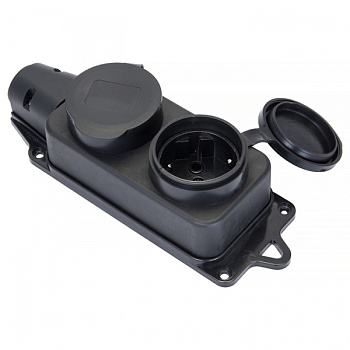 EKF Basic Роз. (колодка) двухмест. с защит. крышками каучуковая 230В 2P+PE 16A IP44