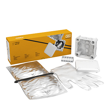 OBO Bettermann Распределительная коробка Т60 в комплекте с клеммой, заливочной массой Aquasit и перчатками 2010007