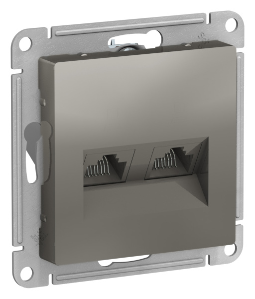Купить Systeme Electric AtlasDesign Сталь Розетка двойная компьютерная RJ45+RJ45, кат.5E, механизм